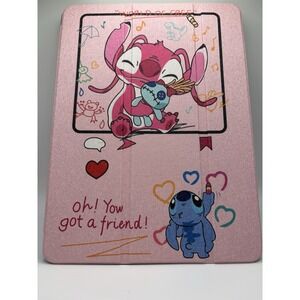 New Disney 11" iPad Case Cover Tri Fold Front Lilo And Stitch W/Angel